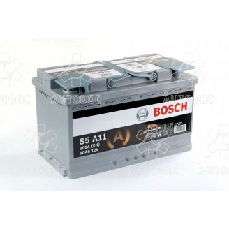 Аккумулятор 80Ah-12v BOSCH AGM (S5A11) (315x175x190),R,EN800. 0092S5A110